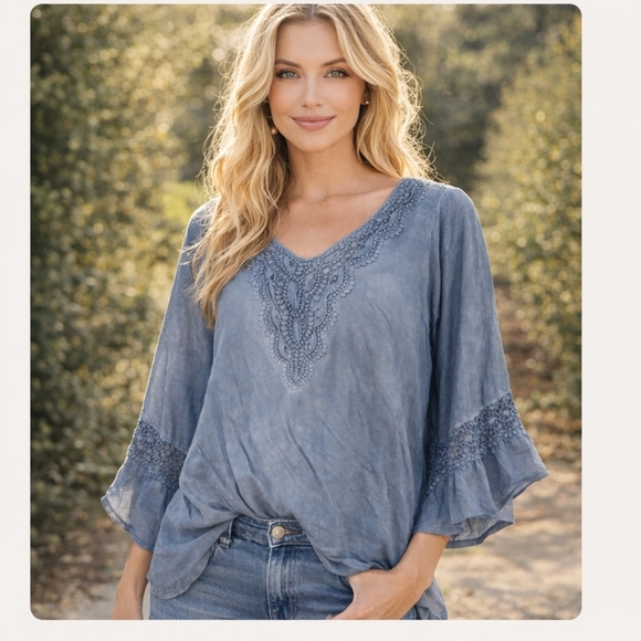 Ivy and Floral Tops - Ivy & Floral Lace Boho Blouse Countrycore Size L